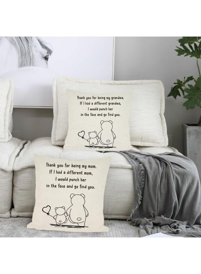 Mordely Mom Throw Pillow Cover Gift, Funny Mother's Day Mommy Mama Bear Pillow Cover for Birthday Christmas Mother Gift from Daughter from Son Decorative Linen Cushion Cover 18x18 Inch - Image 4